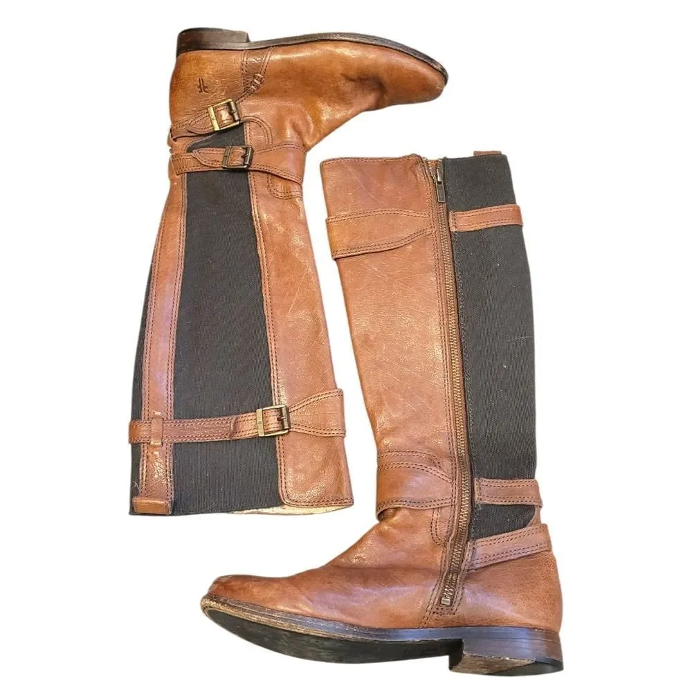 Frye Anna Gore Tall 74653 Women's Brown Leather Zipper Casual Dress Boots 6